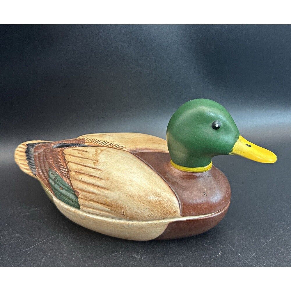 1978 Avon Mallard Duck Ceramic Organizer Trinket Box Hand Painted Weiss Brazil